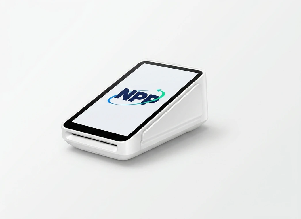 Square Terminal product render with an NPP mark on the screen